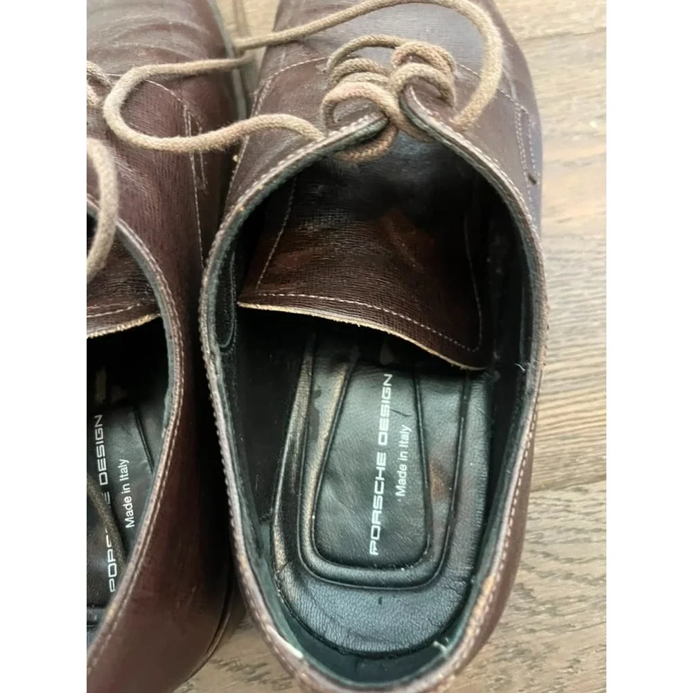 Porsche Design Brown Leather Derby Dress Shoes Men's EU 41 UK 7 Lace Up Italy